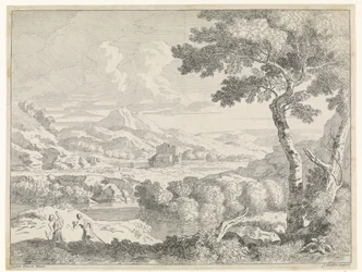 Paisaje montañoso con pastores Paisajes después de Gaspar Poussin (título de la serie)