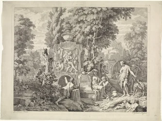 paisaje con fuente y diana y sus ninfas Representaciones bíblicas, mitológicas y alegóricas (título de serie)