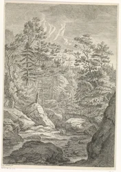 Barranco con árboles y un arroyo Paisajes en las montañas de Chartreuzer (título de la serie)