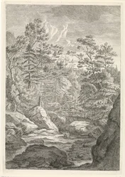 Barranco con árboles y un arroyo Paisajes en las montañas de Chartreuzer (título de la serie)