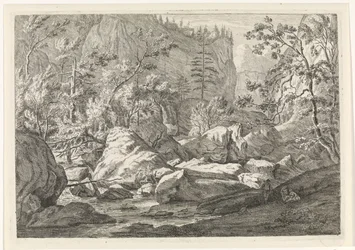 Barranco con rocas y árboles Paisajes en las montañas de Chartreuzer (título de la serie)