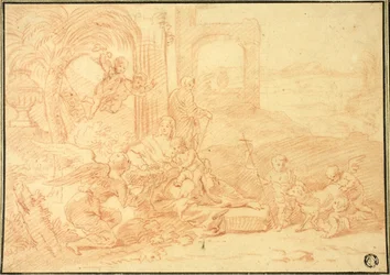 La Sagrada Familia con San Juan Bautista y ángeles