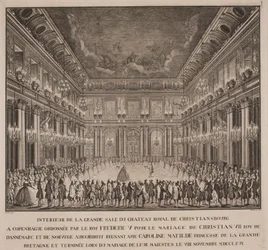 Ballet de la corte en el salón de caballeros de Christiansborg en la boda de Christian VII con Caroline Mathilde