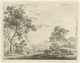 paisaje con pastor y ganado