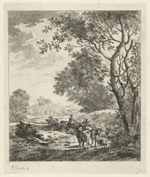 paisaje con pastor y ganado