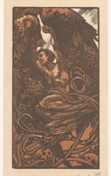Mujer alada con calaveras