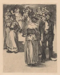 Hombres y mujeres de pie