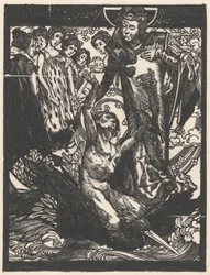 Figuras femeninas con el hombre en la espalda del pájaro