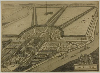 Hampton Court, placa seis de Britannia Illustrata