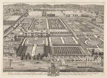 Vista de Beaufort House y Chelsea 1699
