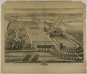 Wollaton Hall en el condado de Nottingham, lámina 68 de Britannia Illustrata