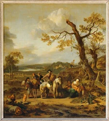 Halte de paysans allant au marche - Campesinos descansando de camino al mercado ...