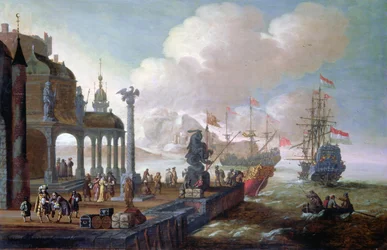 Escena de puerto mediterráneo