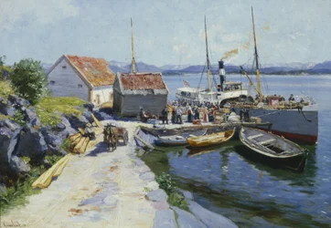 Muelle de transbordadores en el oeste de Noruega
