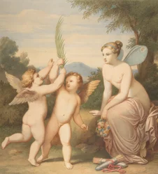 Eros y Anteros con Psique mirándolos, 1810-60