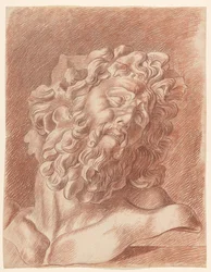 Estudio de la Academia en yeso de Laocoonte: estudio de la cabeza