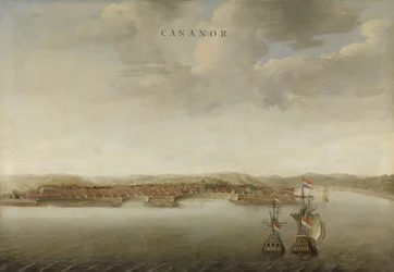 Vista de Cannanore en la costa de Malabar en India, c.1662-3