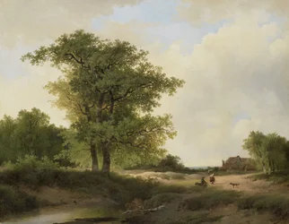 Paisaje con granja, c.1840-1890 (óleo sobre tabla)