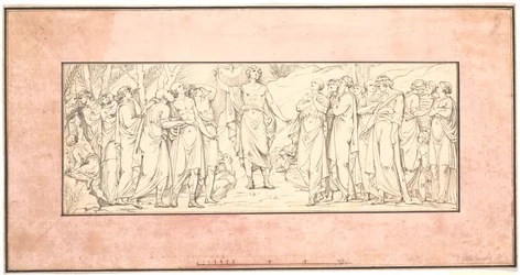 El sermón de la montaña. Boceto para relieve desaparecido en la Iglesia de Mármol (frontones sobre las ventanas de esquina)