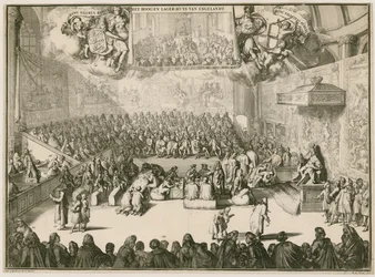 Una sesión en la Cámara de los Comunes con Jorge II en el trono