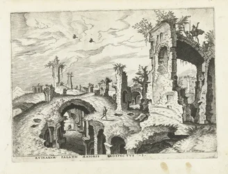 Vista de las ruinas de la Colina Palatina Ruinas romanas, 1561 (título de la serie)