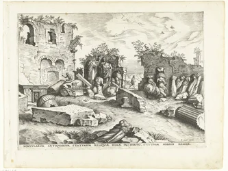 Jardín con fragmentos de estatuas antiguas Ruinas romanas, 1561 (título de la serie)