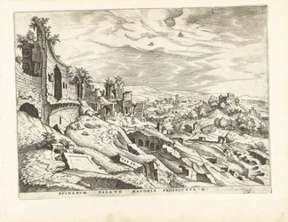 Segunda vista de la Colina Palatina en Roma Ruinas romanas, 1561 (título de la serie)