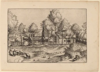 Pueblo rural con iglesia