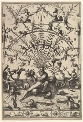 Decoración grotesca moderna con un dios del río
