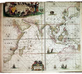 Una carta encuadernada en el "Gran Atlas del Mar recién ampliado" de Van Keulen.