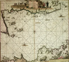 Pas-caert del Canael, entre Englandt y Vranckryck, de Pleymuyen a los Sorlinges, así como de Portbimel a Heyssant.