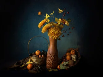 Naturaleza muerta de otoño dorado