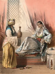 Escena india (litografía en color)