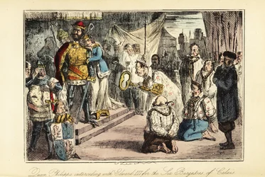 Rey Eduardo III de Inglaterra después del Sitio de Calais en 1347