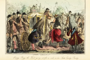 El rey Jorge I de Inglaterra abordando el carruaje real hacia Osnabruck la noche de su muerte, 22 de junio de 1727