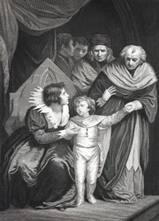 Elizabeth Woodville entregando a su hijo