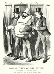 Caricatura de Punch: Votante británico del futuro (grabado)