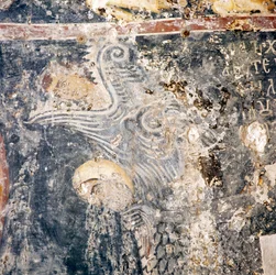Fresco en la iglesia de Deliana, Creta, Grecia