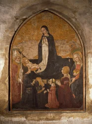 Italia, Milán, Iglesia de Santa María de las Gracias, Capilla de la Torre, Virgen adorando al Niño, fresco