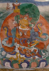 Pintura mural del Monasterio Lamaísta de Hemis, Ladakh, India