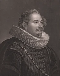 Retrato del grabador y editor alemán Martin Engelbrecht (1684-1756), grabado por D J Pound de una pintura de Van Dick, de la Galería Real de Dresde de Payne, por Albert Henry Payne, H Payne Dresde y Leipzig Editor, circa 1840