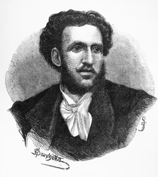 Retrato de Iginio Ugo Tarchetti (1839-1869), autor, poeta y periodista italiano, grabado