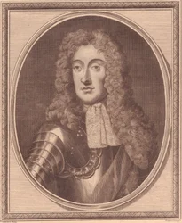 Retrato de Jacobo II de Inglaterra (1633-1701), grabado en cobre por John Goldar (1729-1795)