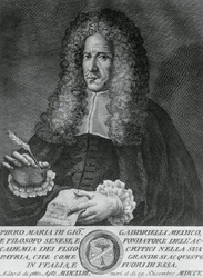 Retrato de Pirro Maria Gabbrielli (1643-1705), filósofo italiano y profesor de medicina teórica y botánica, grabado por Cosimo Zocchi (activo 1740-ca 1787)