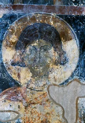 Santo, fresco en la Capilla de San Nicolás, Maza, Creta, Grecia