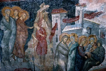 Escenas de la vida de Jesús, fresco en la iglesia de Agia Sophia
