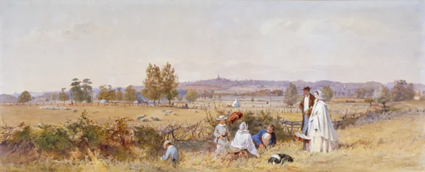 Campos en la parte trasera de la prisión de Holloway, Islington, Londres, 1859