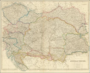 Mapa del Imperio austriaco de 1858 por John Arrowsmith