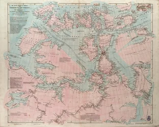 Las costas árticas de América desde la bahía de Baffin hasta el cabo Bathurst, mostrando las costas y ríos explorados por los oficiales de las diversas expediciones británicas, entre 1818 y 1859.