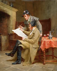 Noticias del Ejército, c.1900 (óleo sobre tabla)